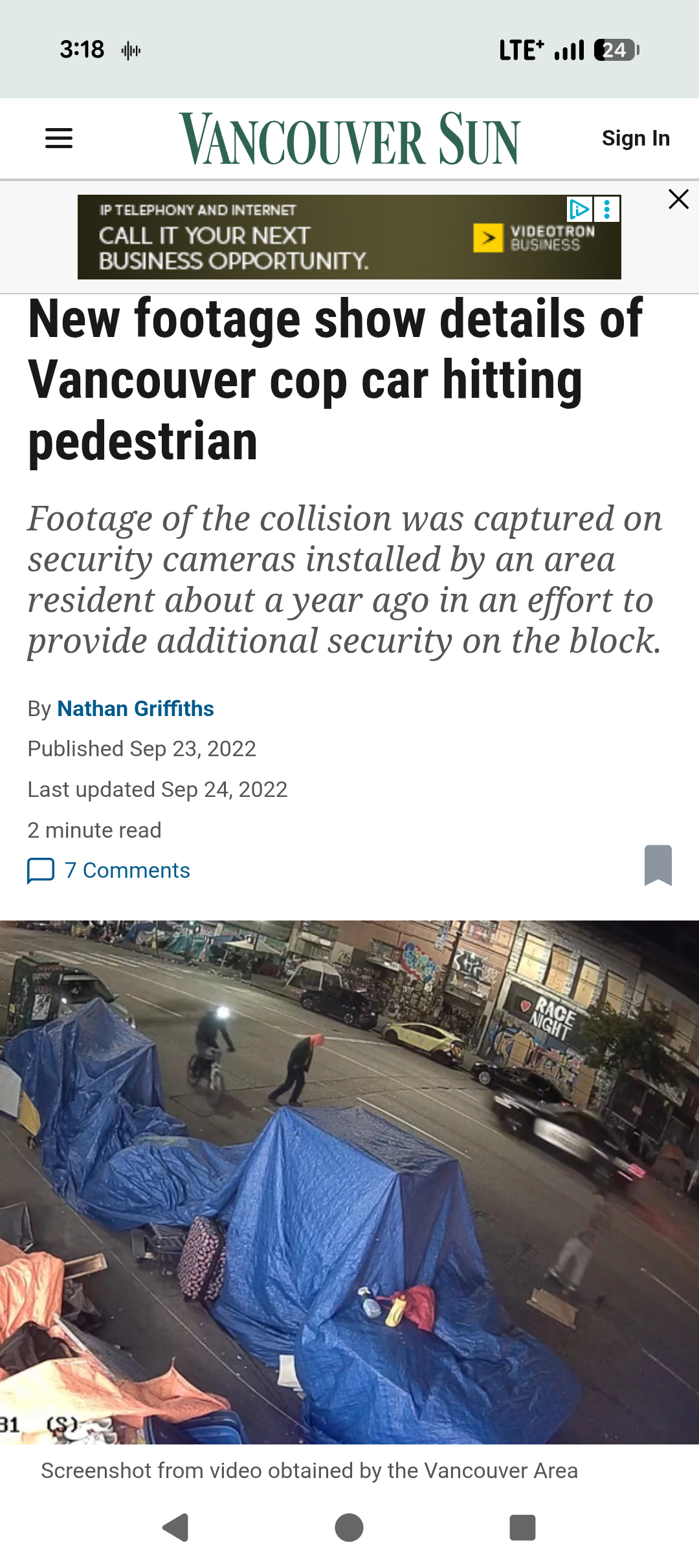 Vancouver Sun article: New footage show details of Vancouver cop car hitting pedestrian — captured on security cameras installed by Scott Gilbert